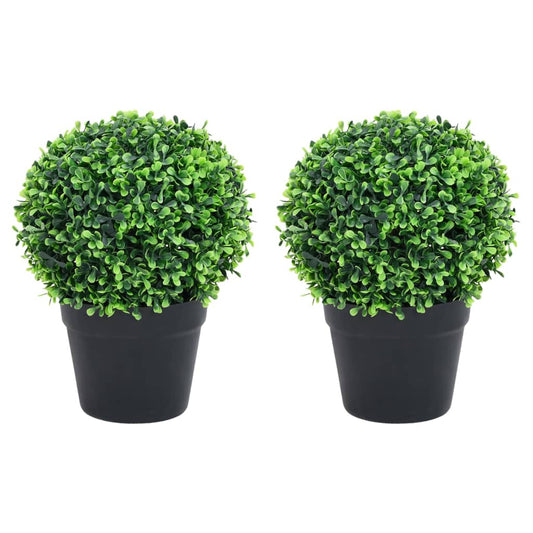 Plantas De Boj Artificial 2 Uds Forma Bola Maceta Verde 37 Cm