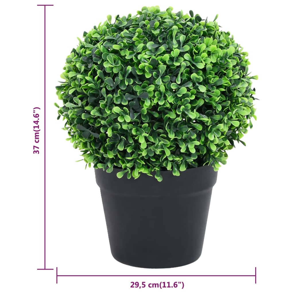 Plantas De Boj Artificial 2 Uds Forma Bola Maceta Verde 37 Cm