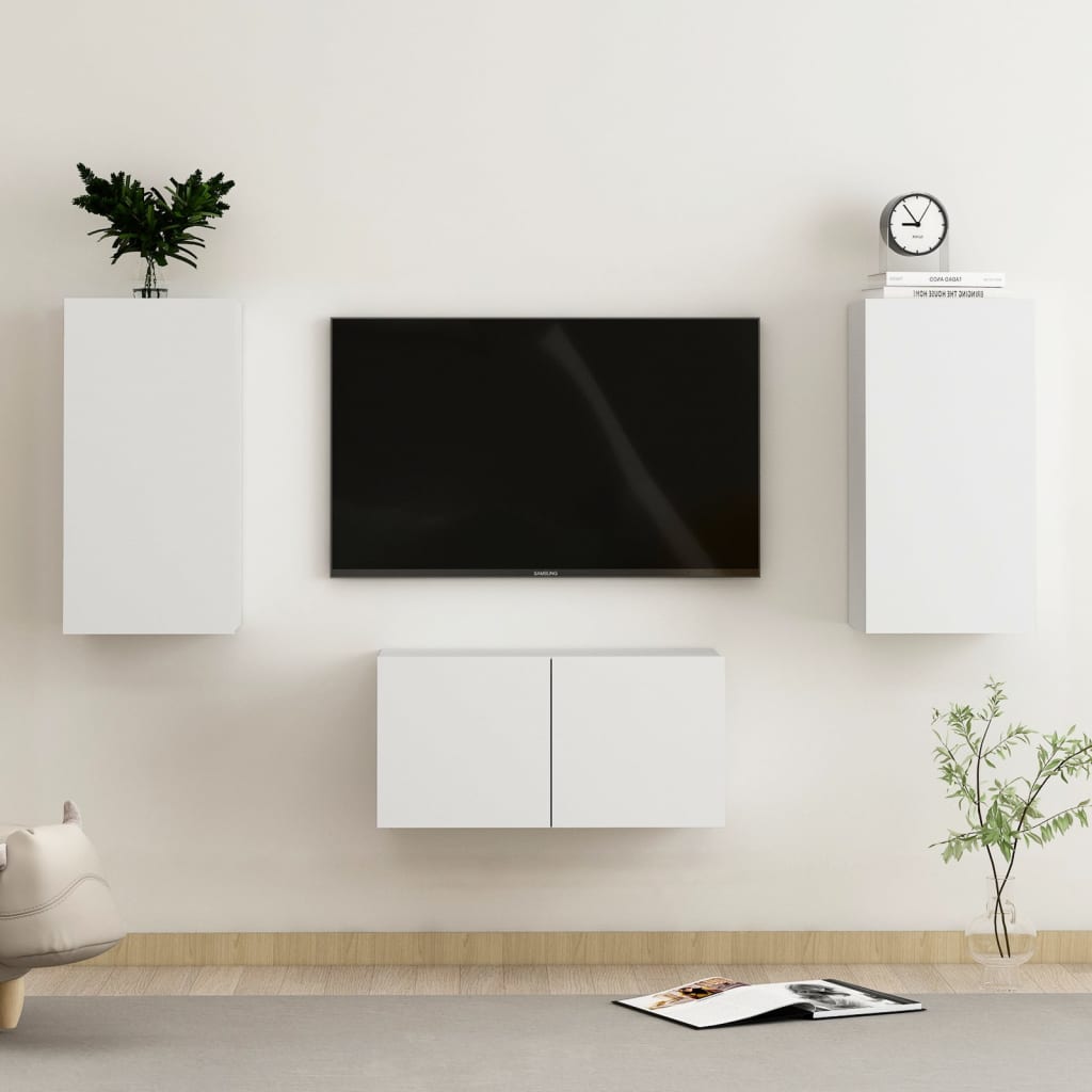 Conjunto De Mueble De Tv 3 Pcs Madera De Ingeniería