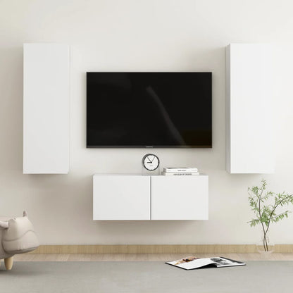 Conjunto De Mueble De Tv 3 Pcs Madera De Ingeniería