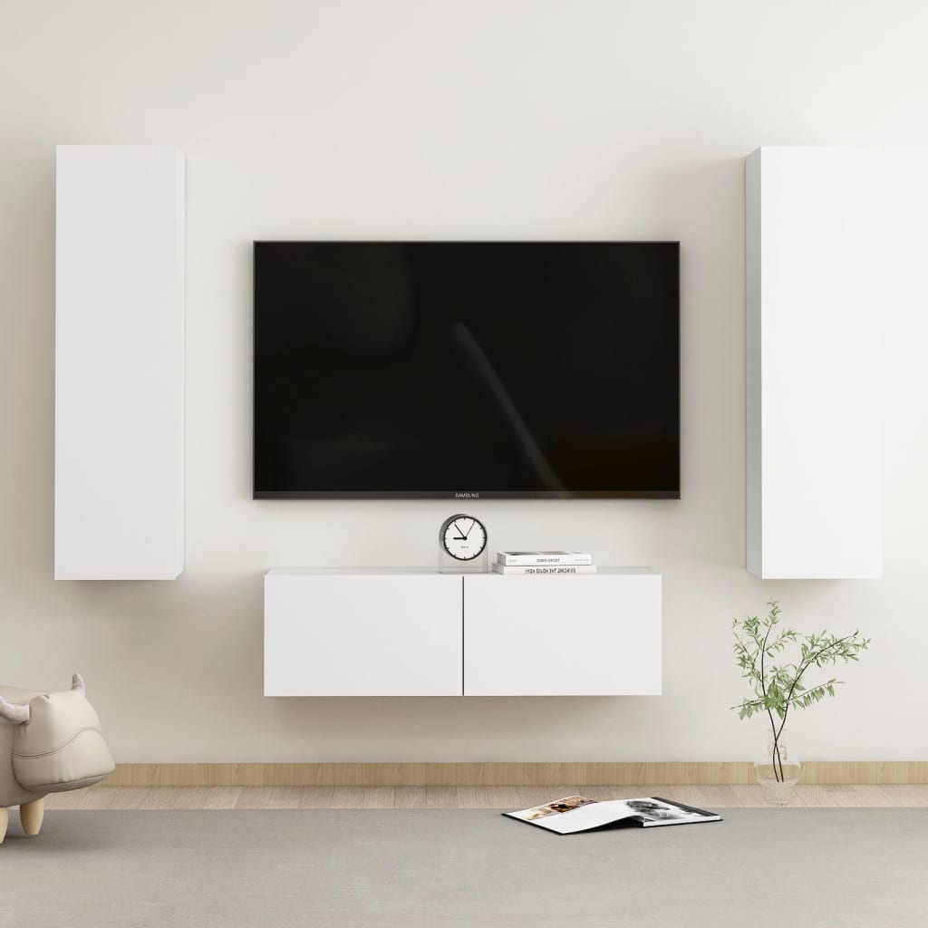 Conjunto De Mueble De Tv 3 Pcs Madera De Ingeniería