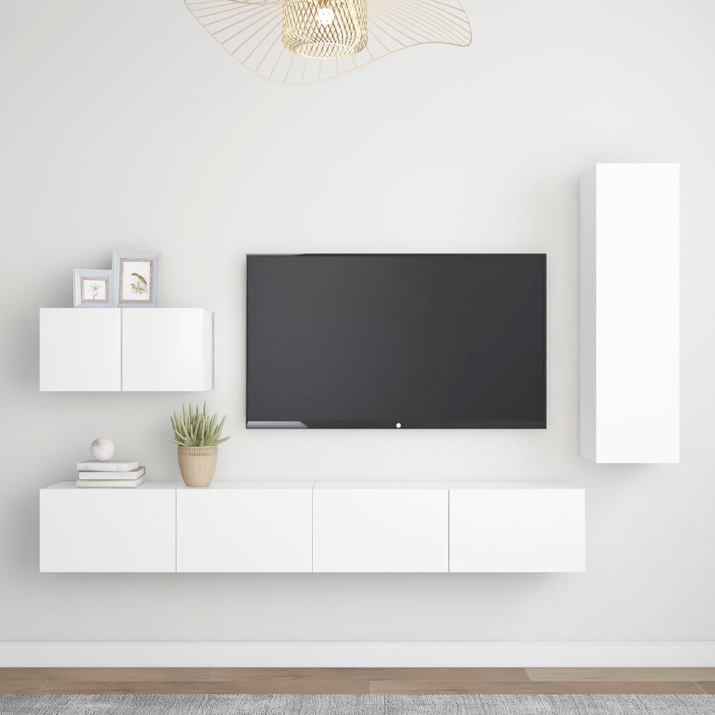 Conjunto De Mueble De Tv Con Cajón 4 Pcs Roble Artesanal