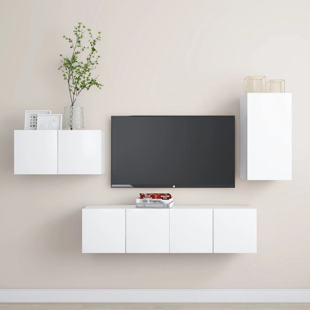 Conjunto De Mueble De Tv Con Cajón 4 Pcs Roble Artesanal