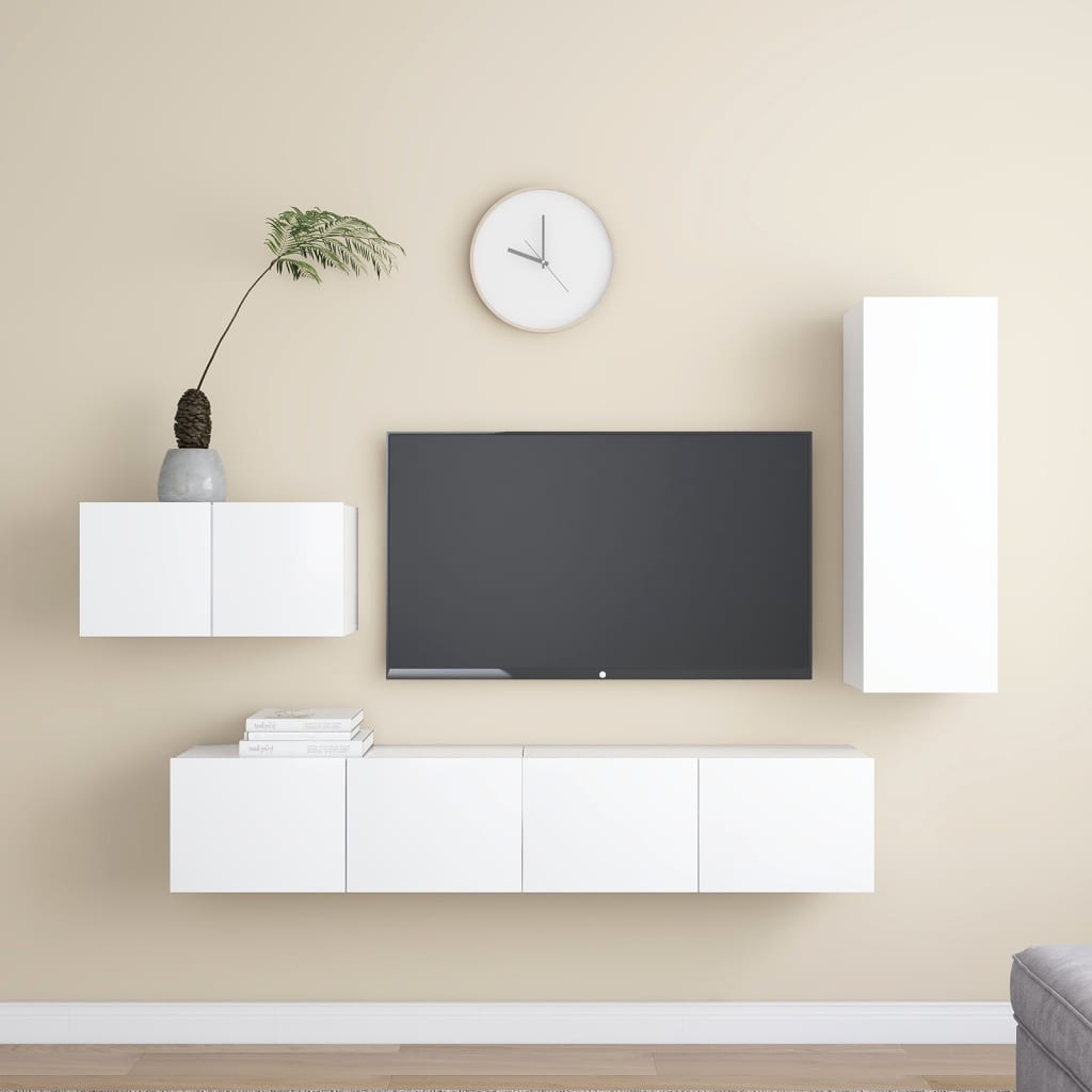 Conjunto De Mueble De Tv Con Cajón 4 Pcs Roble Artesanal