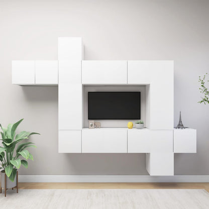 Conjunto De Mueble De Tv 9 Pcs Madera De Ingeniería
