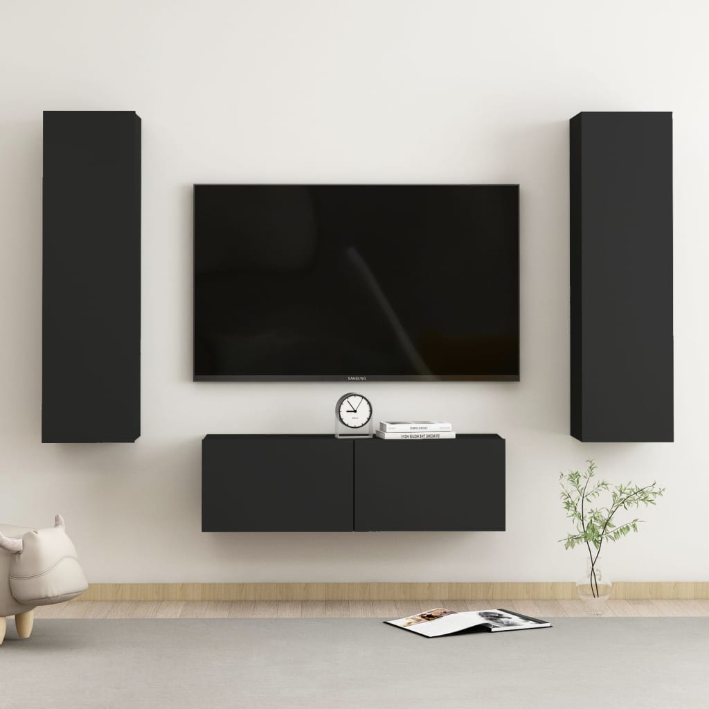 Conjunto De Mueble De Tv 3 Pcs Madera De Ingeniería