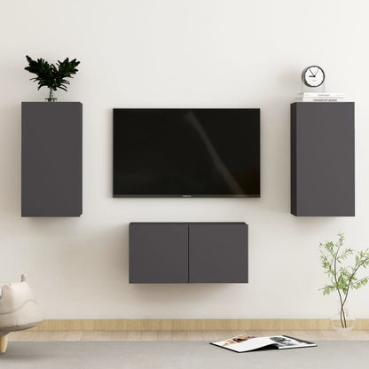 Conjunto De Mueble De Tv 3 Pcs Madera De Ingeniería