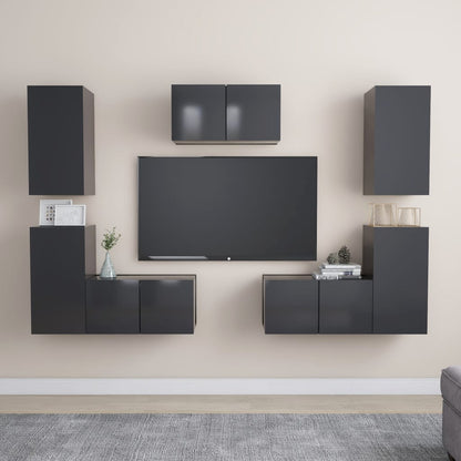 Conjunto De Mueble De Tv 7 Pcs Madera De Ingeniería