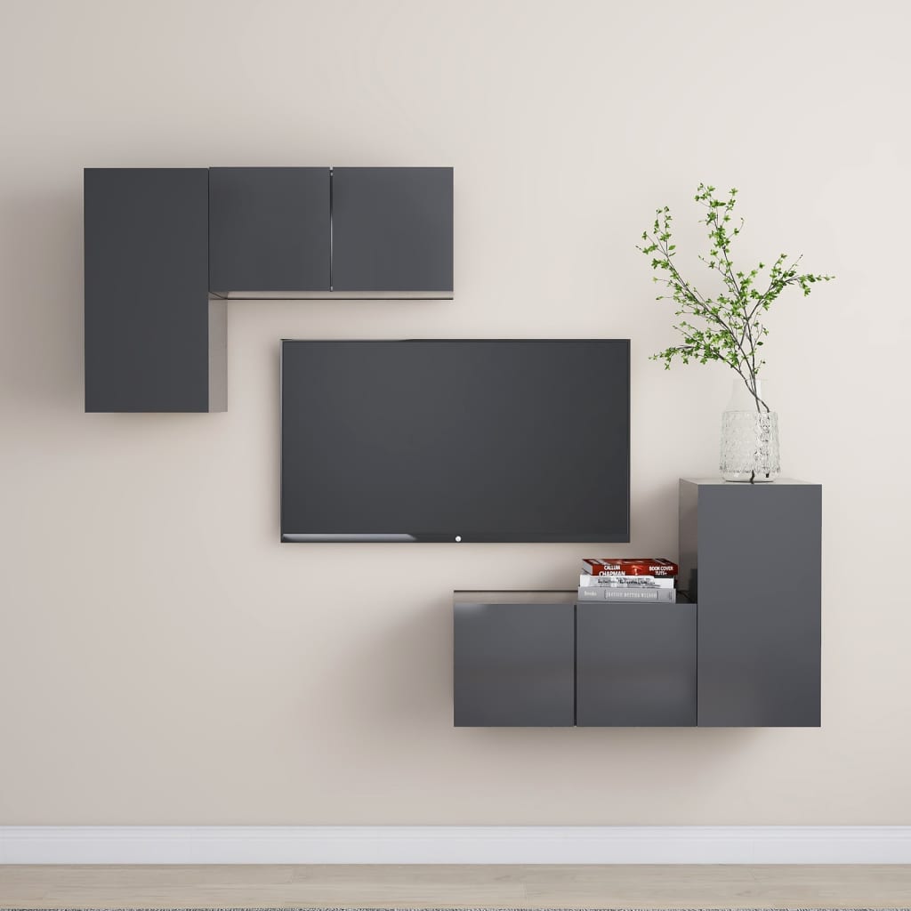 Conjunto De Mueble De Tv Madera De Ingeniería