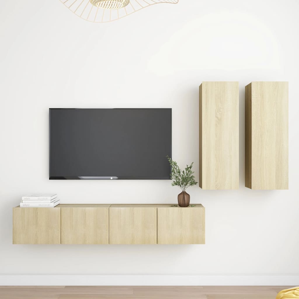 Conjunto De Mueble De Tv Madera De Ingeniería