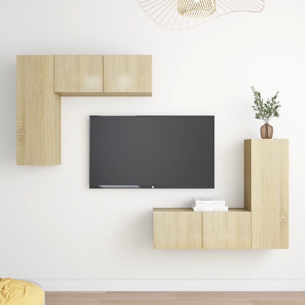 Conjunto De Mueble De Tv Madera De Ingeniería