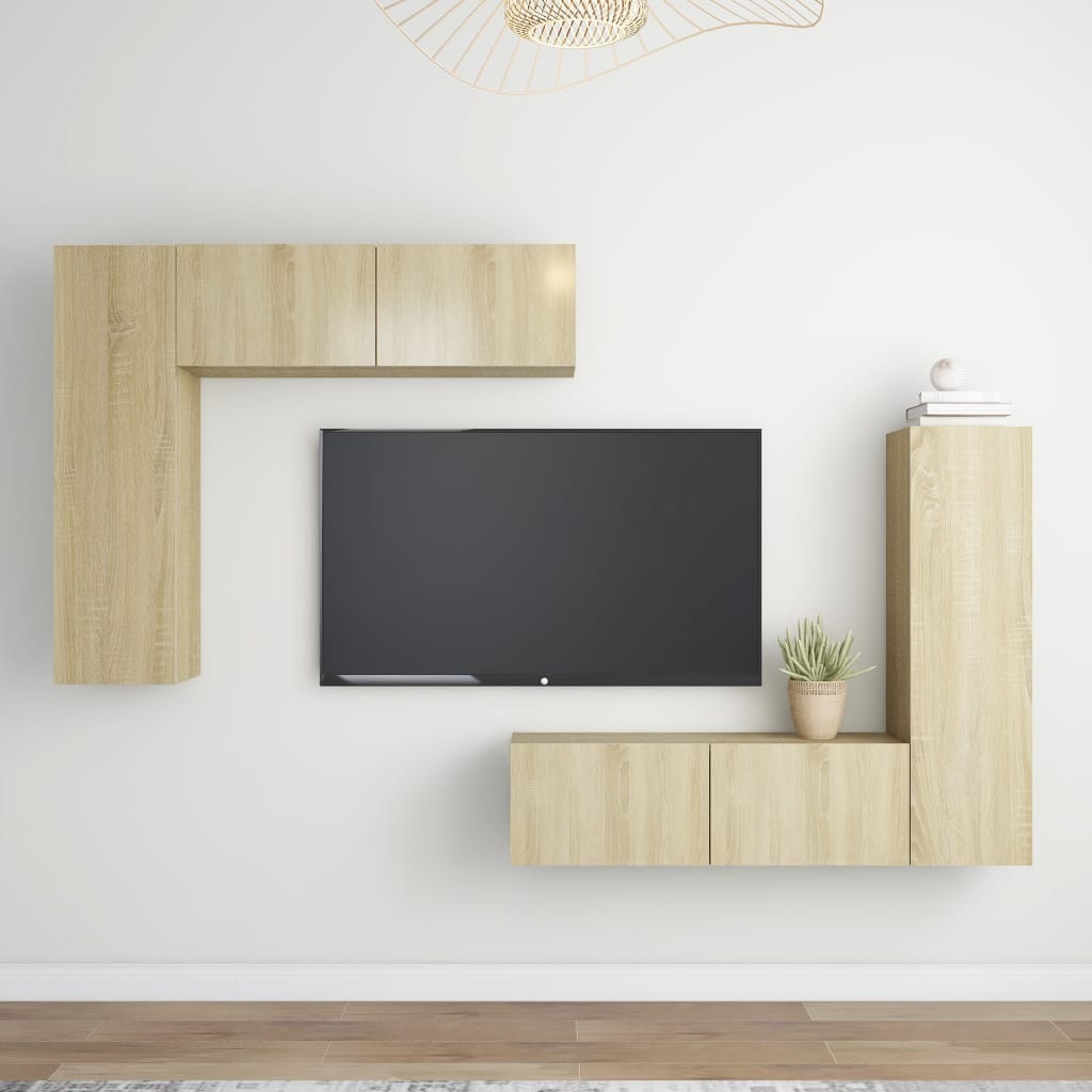 Conjunto De Mueble De Tv Madera De Ingeniería