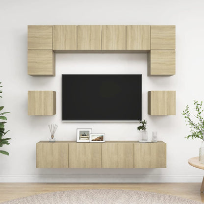 Conjunto De Mueble De Tv 8 Pcs Roble Artesanal