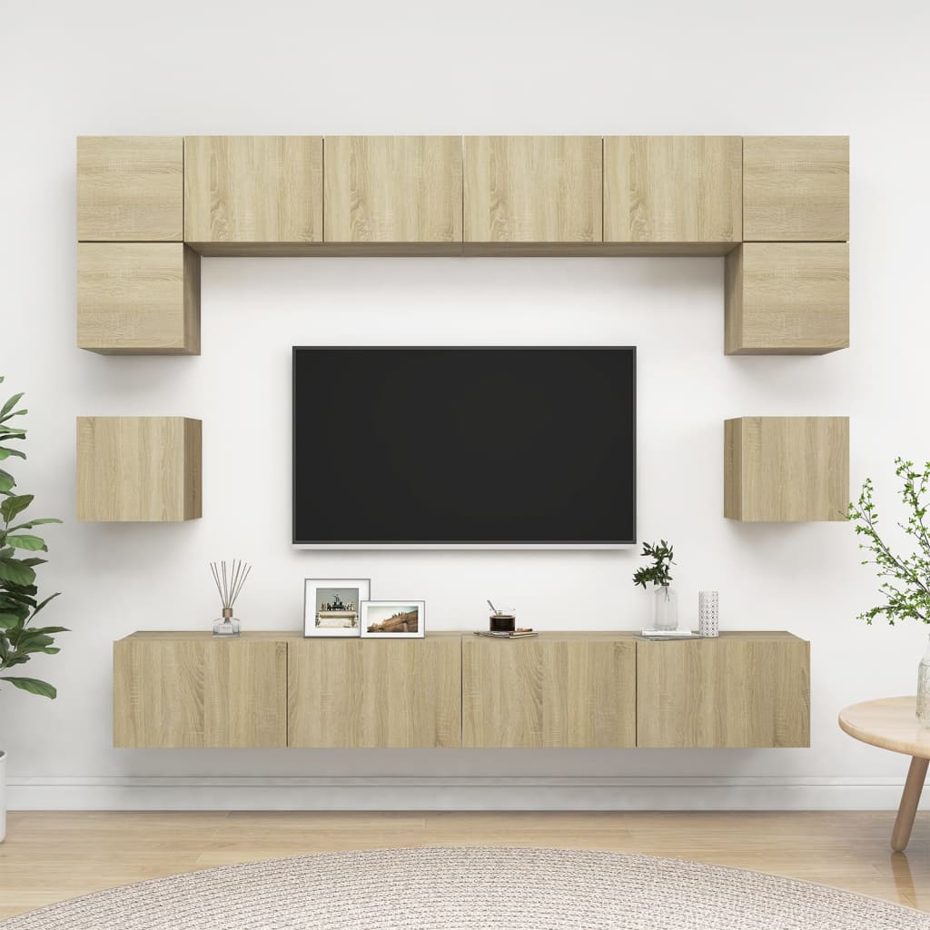 Conjunto De Mueble De Tv 8 Pcs Roble Artesanal