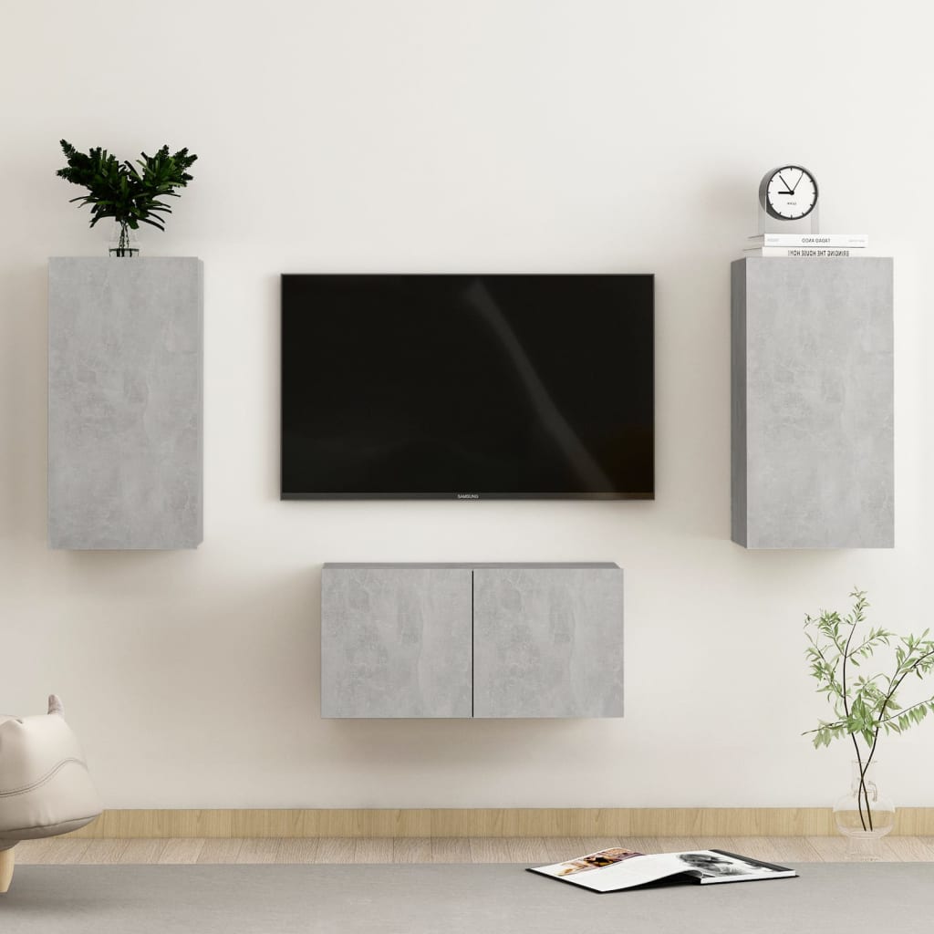 Conjunto De Mueble De Tv 3 Pcs Madera De Ingeniería