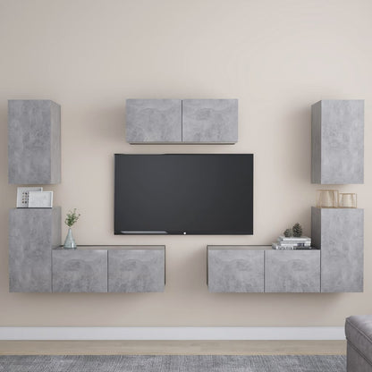 Conjunto De Mueble De Tv 7 Pcs Madera De Ingeniería
