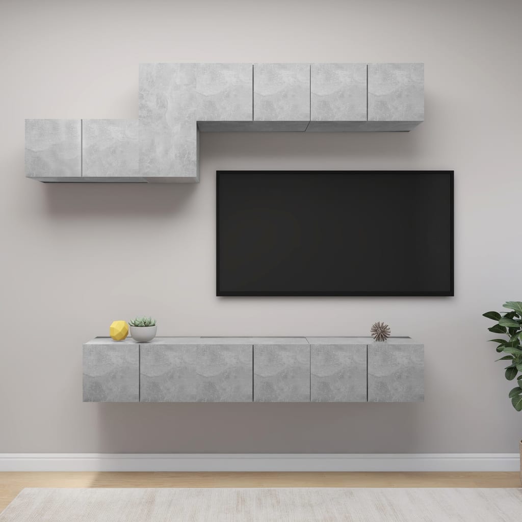 Conjunto De Mueble De Tv 7 Pcs Madera De Ingeniería