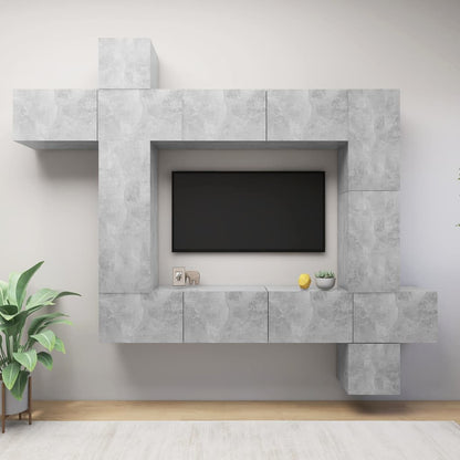 Conjunto De Mueble De Tv 9 Pcs Madera De Ingeniería