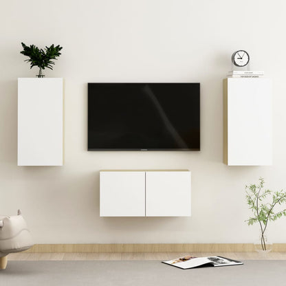Conjunto De Mueble De Tv 3 Pcs Madera De Ingeniería