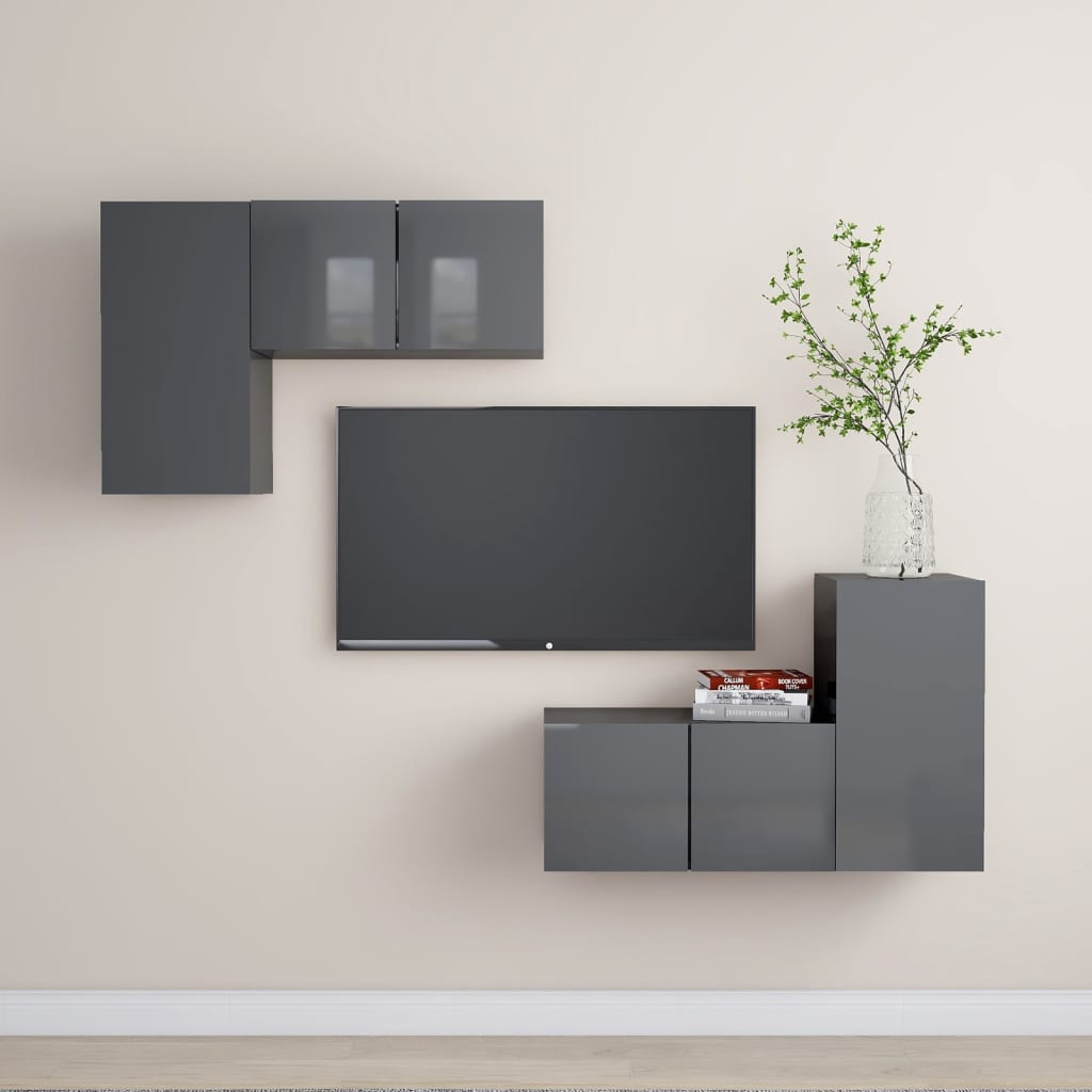 Conjunto De Mueble De Tv Madera De Ingeniería