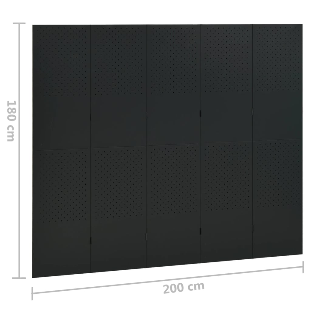 Biombo Divisor De 5 Paneles Acero