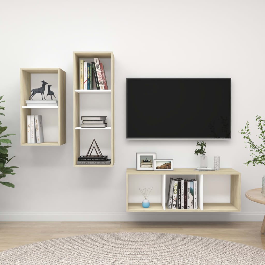 Conjunto De Mueble De Tv 37 X 37 X 107 Cm