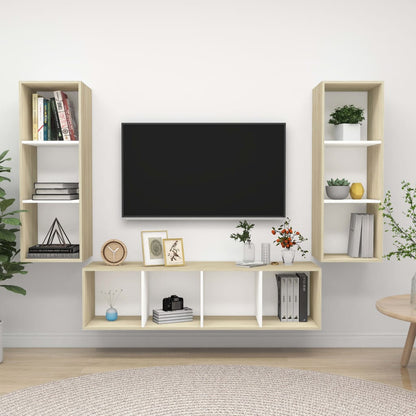 Conjunto De Mueble De Tv 3 Pcs Roble Artesanal