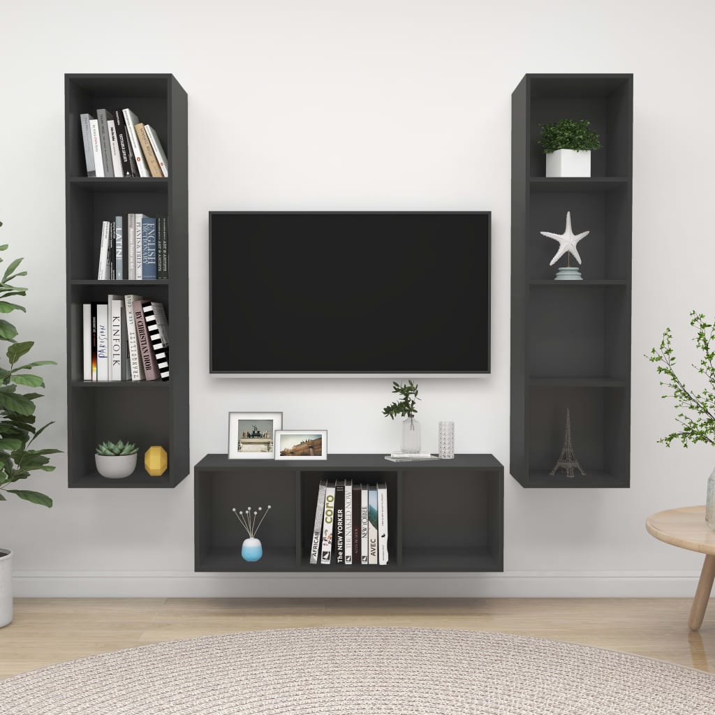Conjunto De Mueble De Tv 3 Pcs Roble Artesanal