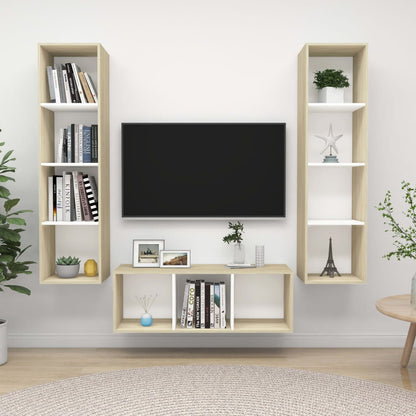 Conjunto De Mueble De Tv 3 Pcs Roble Artesanal