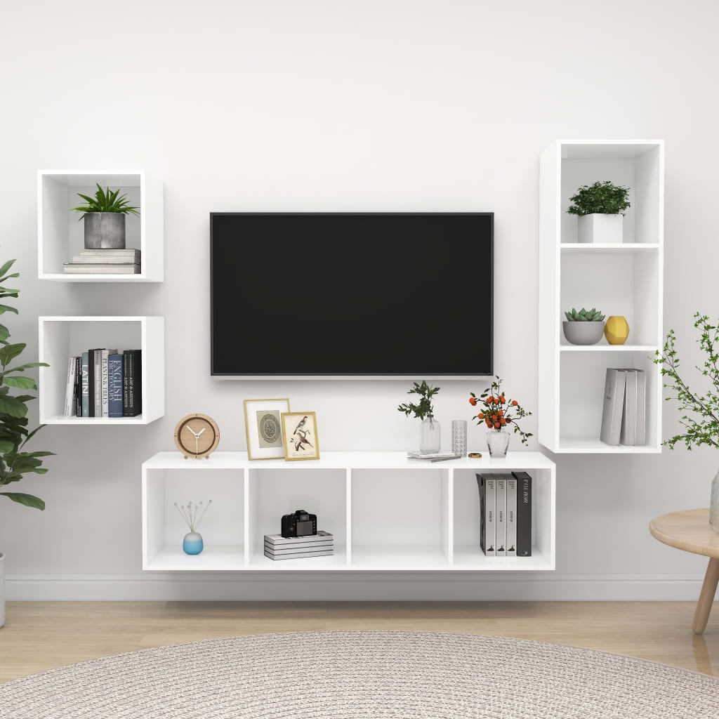 Conjunto De Mueble De Tv 4 Pcs Roble Artesanal