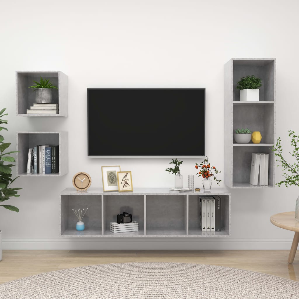 Conjunto De Mueble De Tv 4 Pcs Roble Artesanal