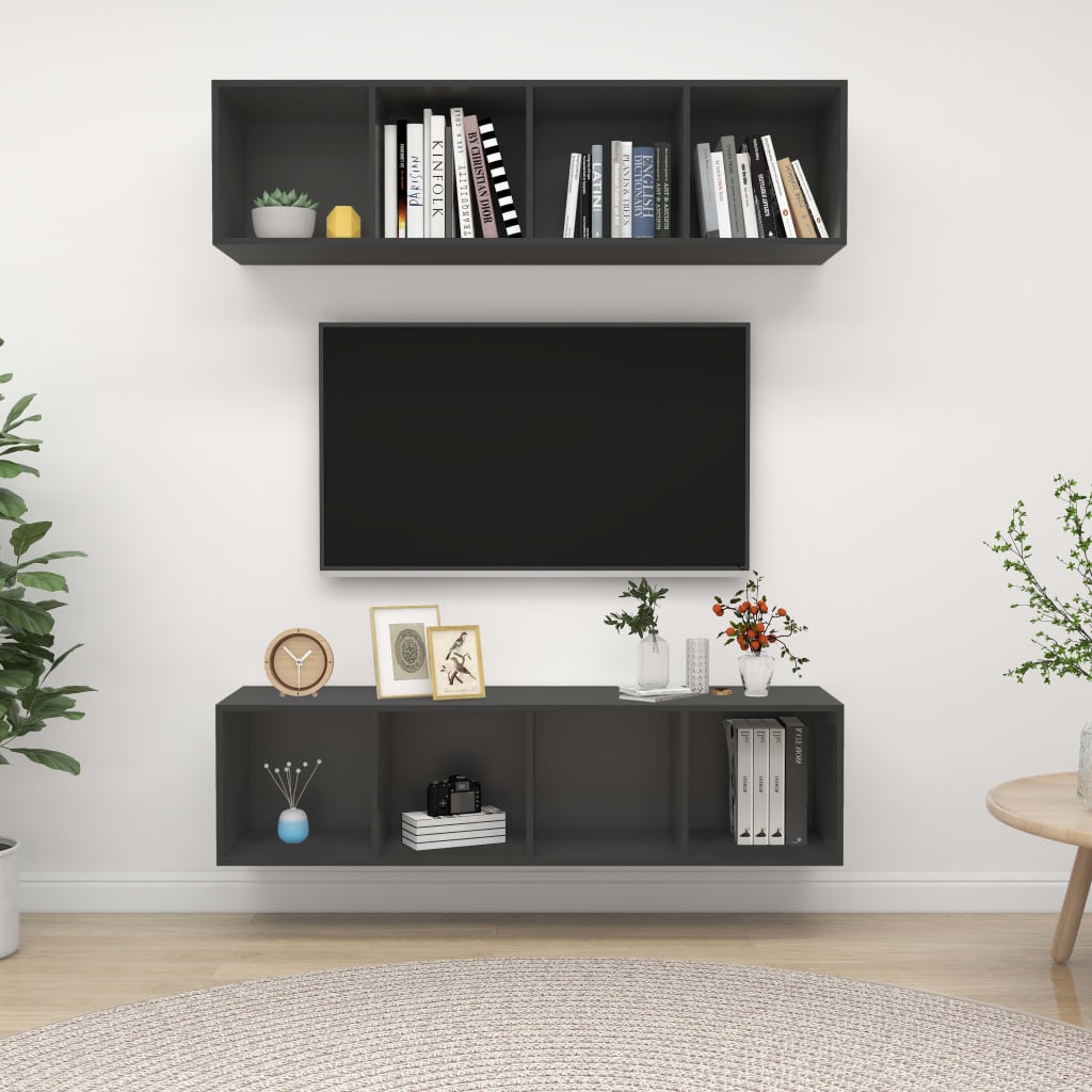 Conjunto De Mueble De Tv 2 Pcs 37 X 37 X 142,5 Cm