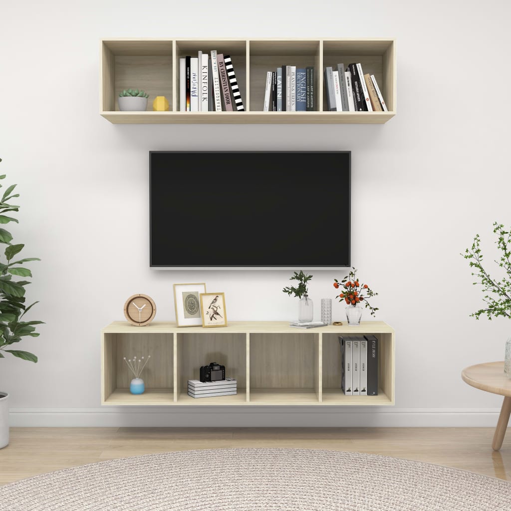 Conjunto De Mueble De Tv 2 Pcs 37 X 37 X 142,5 Cm
