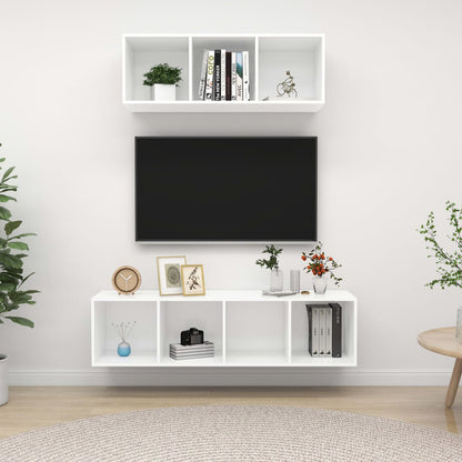 Conjunto De Mueble De Tv 2 Pcs Madera Contrachapada