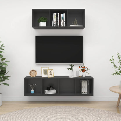 Conjunto De Mueble De Tv 2 Pcs Madera Contrachapada
