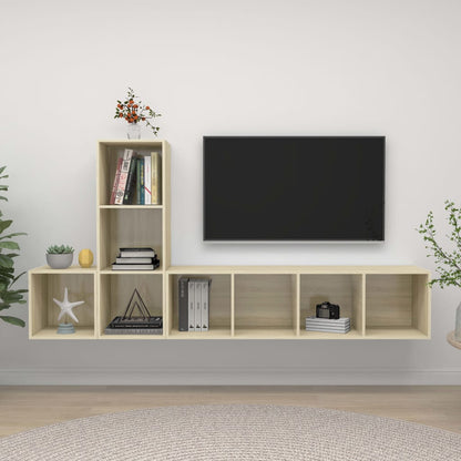 Conjunto De Mueble De Tv 3 Pcs Roble Artesanal