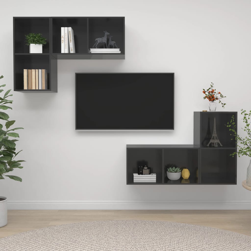 Conjunto De Mueble De Tv 4 Pcs 37 X 37 X 72 Cm