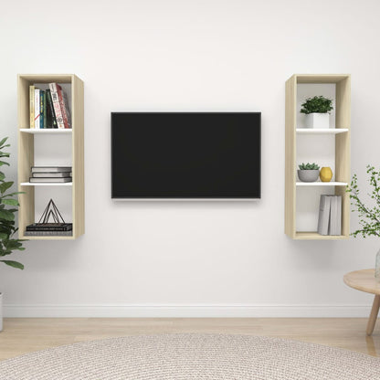 Conjunto De Mueble De Tv 2 Pcs 37 X 37 X 107 Cm