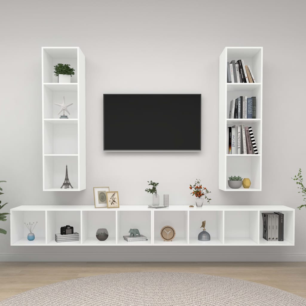 Conjunto De Mueble De Tv 4 Pcs Marrón 37 X 37 X 142,5 Cm
