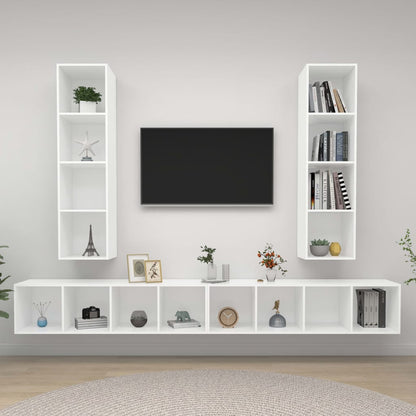 Conjunto De Mueble De Tv 4 Pcs Marrón 37 X 37 X 142,5 Cm