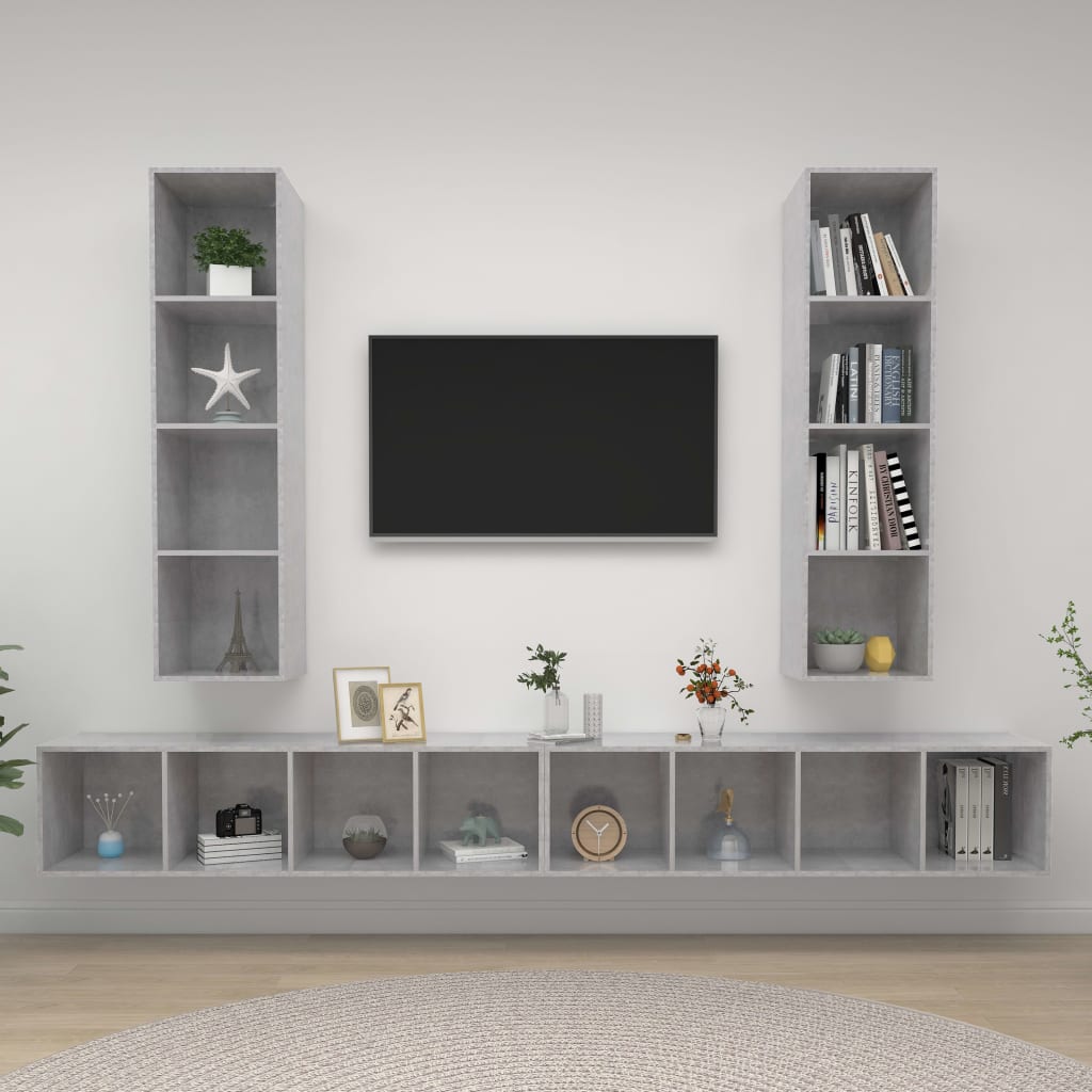 Conjunto De Mueble De Tv 4 Pcs Marrón 37 X 37 X 142,5 Cm