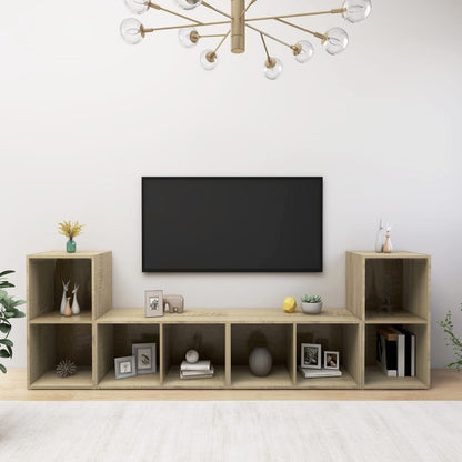 Conjunto De Mueble De Tv 4 Pcs Roble Artesanal 37 X 37 X 72 Cm