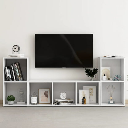 Conjunto De Mueble De Tv 3 Pcs Negro Madera Contrachapada