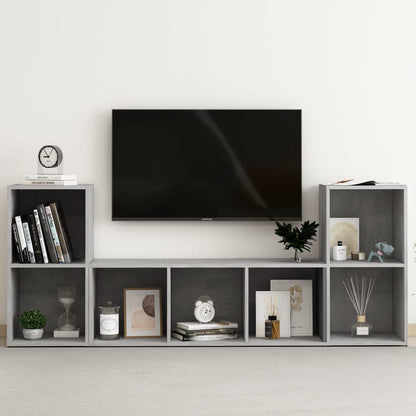 Conjunto De Mueble De Tv 3 Pcs Negro Madera Contrachapada