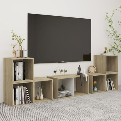 Conjunto De Mueble De Tv 6 Pcs Roble Artesanal