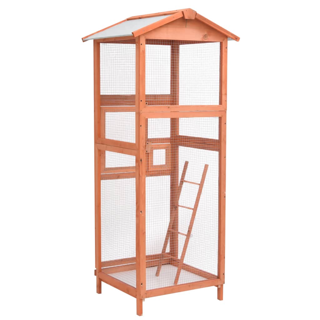 Jaula Para Pájaros Madera Maciza De Abeto 68X62X166 Cm