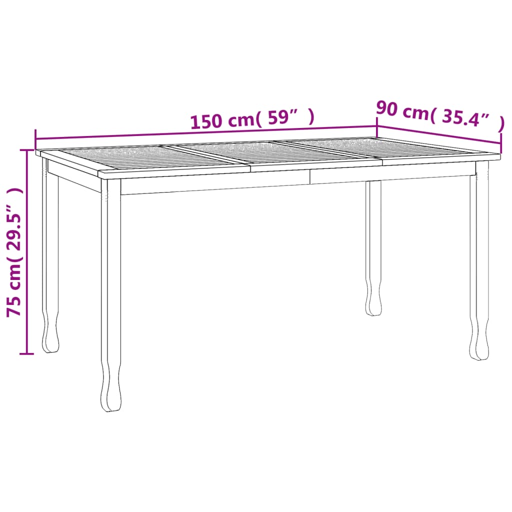 Mesa De Comedor De Jardín Madera Maciza De Teca