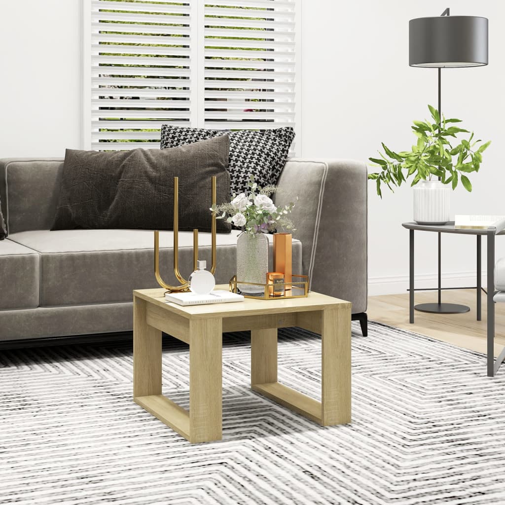Mesa Auxiliar De Madera De Ingeniería Envejecida 50X50X35 Cm