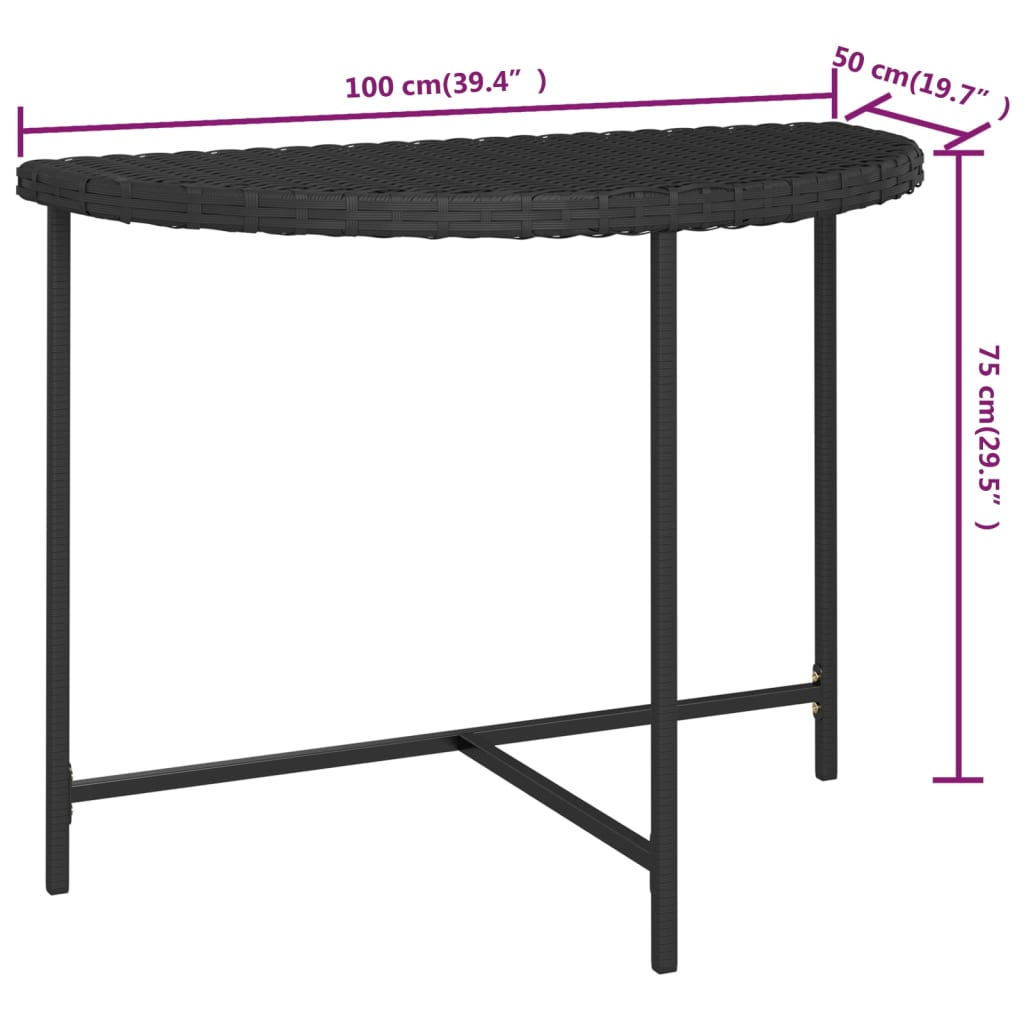 Mesa De Jardín De Ratán Sintético Negra