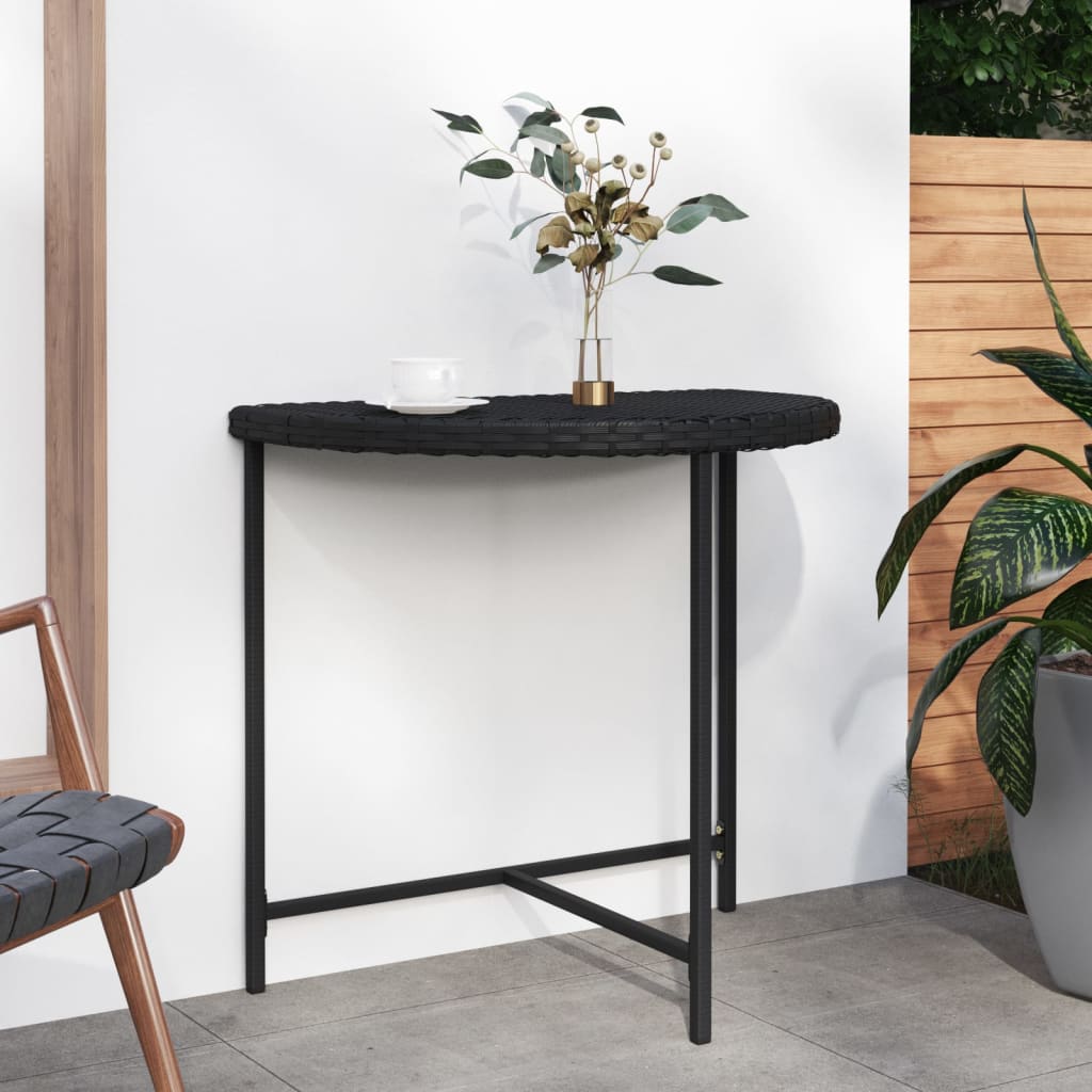 Mesa De Jardín De Ratán Sintético Negra